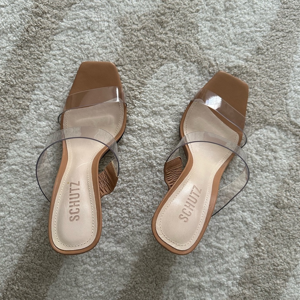 Schutz Transparent Double Strap Heels